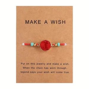 NEW Boho Red Druzy Cord Bracelet